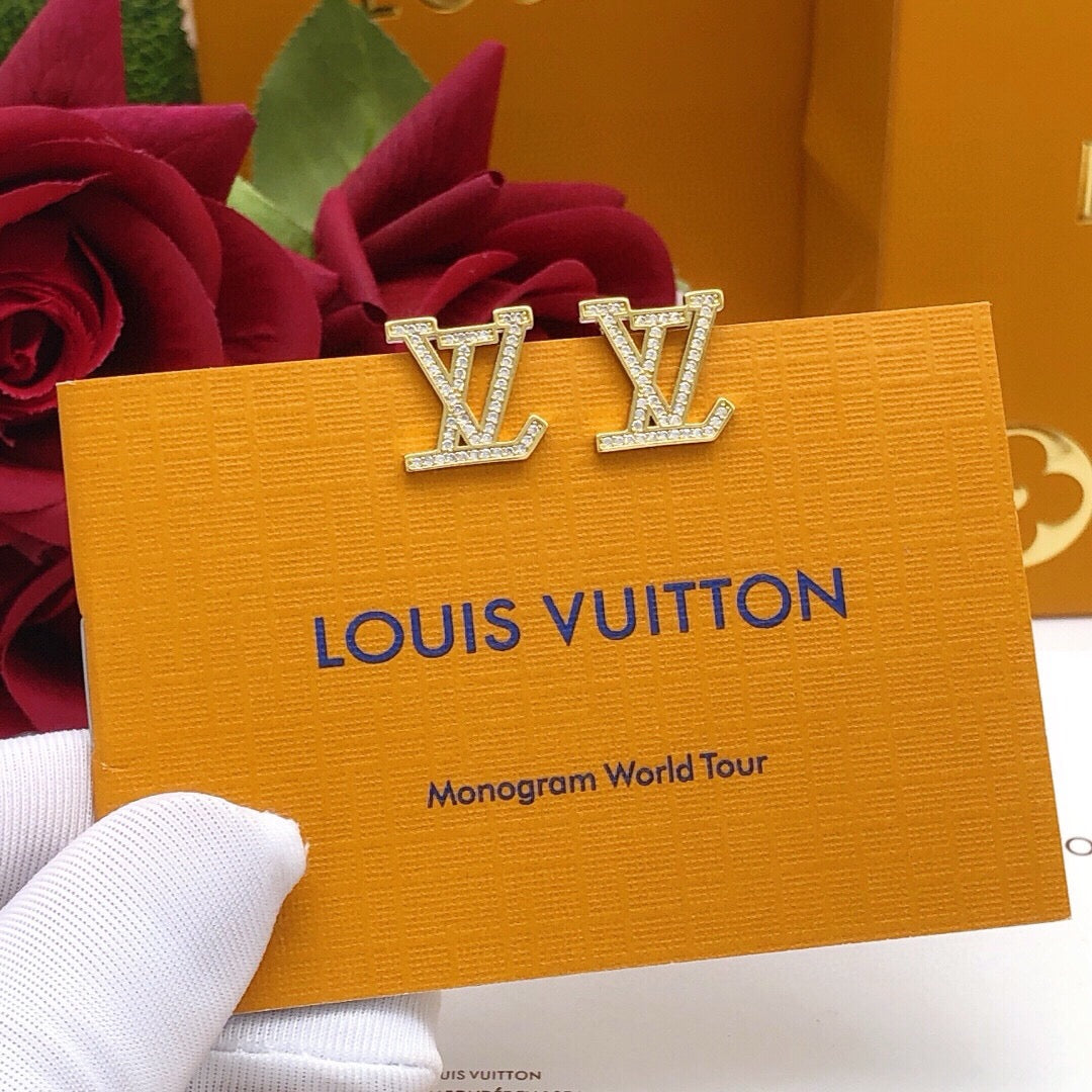 Louis Vuitton LV Letter Crystal Accent Earrings - album image 7