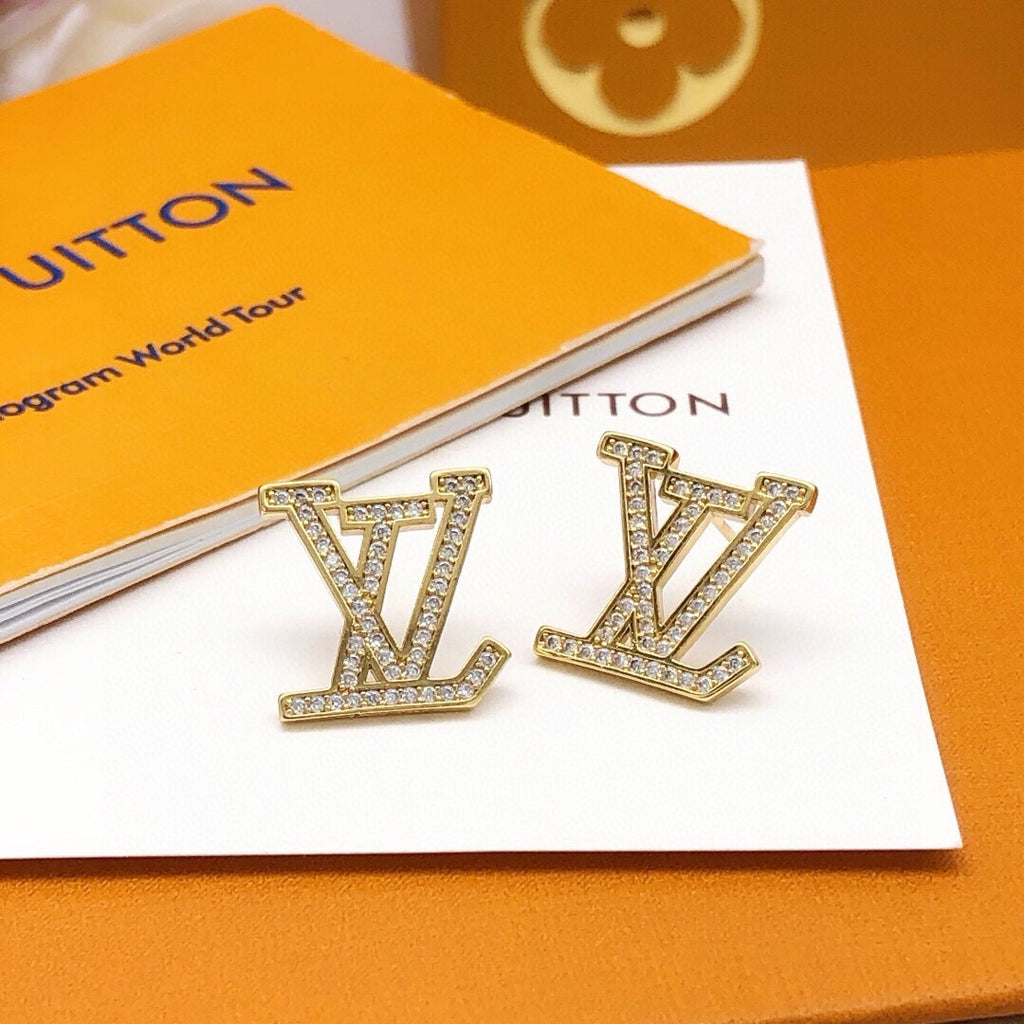 Louis Vuitton LV Letter Crystal Accent Earrings - album image 2