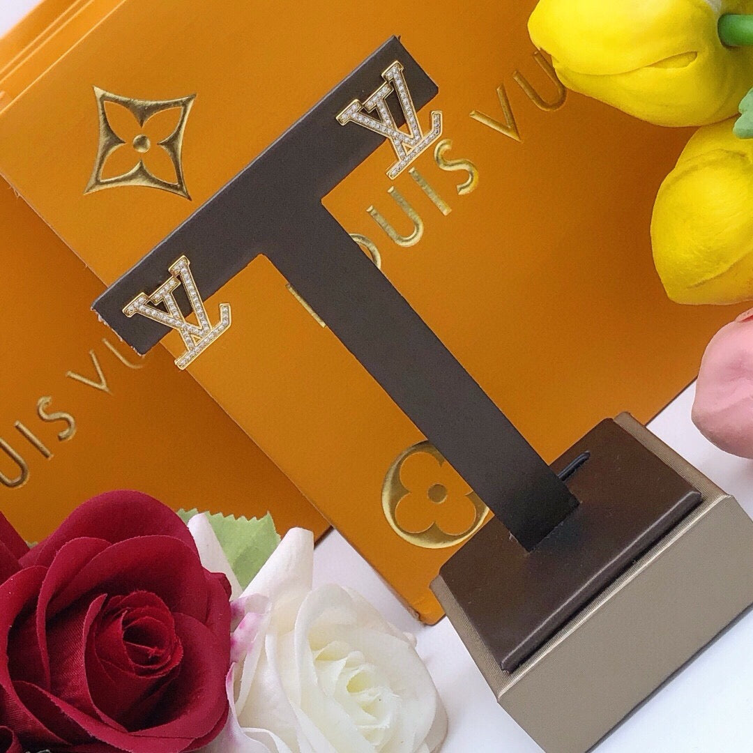 Louis Vuitton LV Letter Crystal Accent Earrings - album image 8