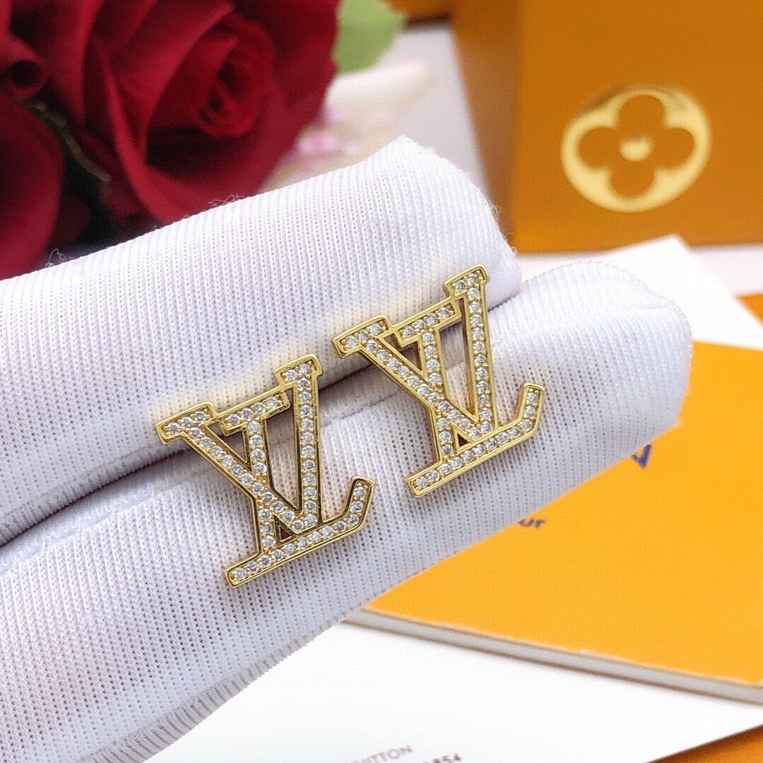 Louis Vuitton LV Letter Crystal Accent Earrings - album image 5