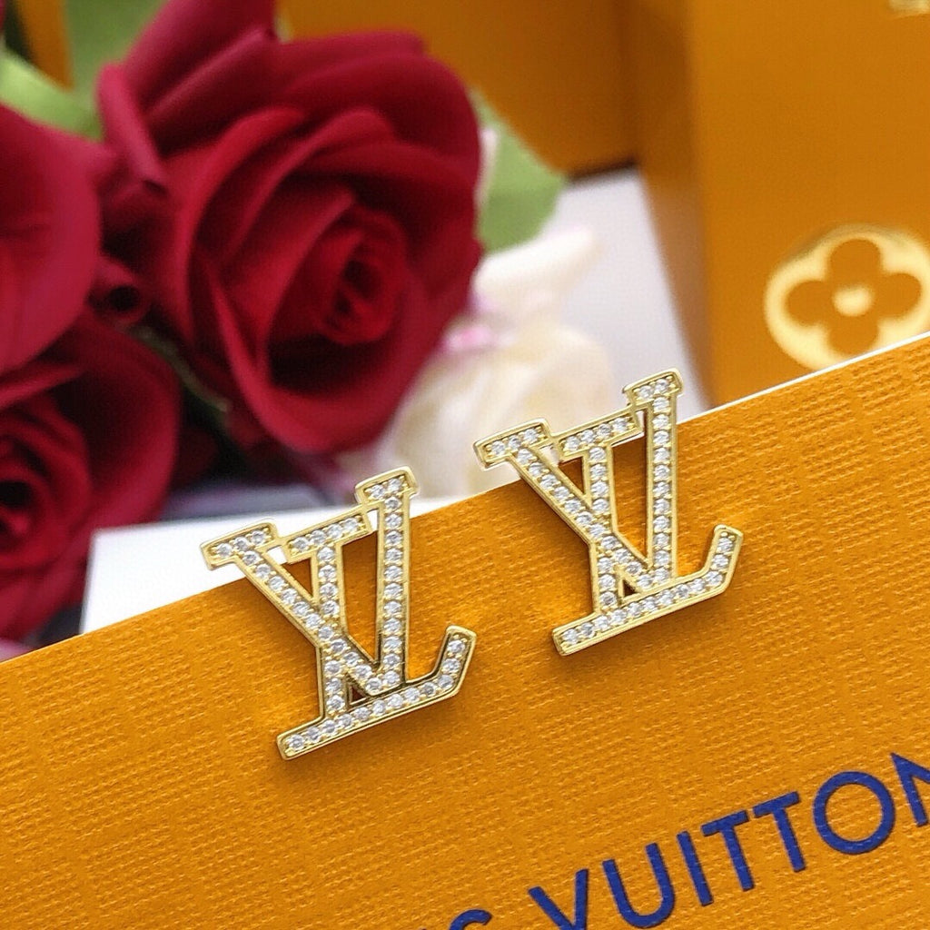 Louis Vuitton LV Letter Crystal Accent Earrings - album image 6