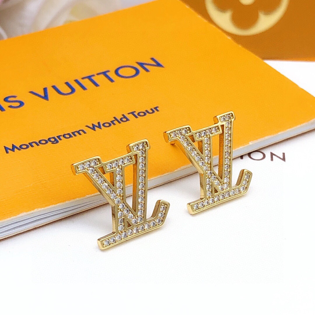 Louis Vuitton LV Letter Crystal Accent Earrings - album image 1