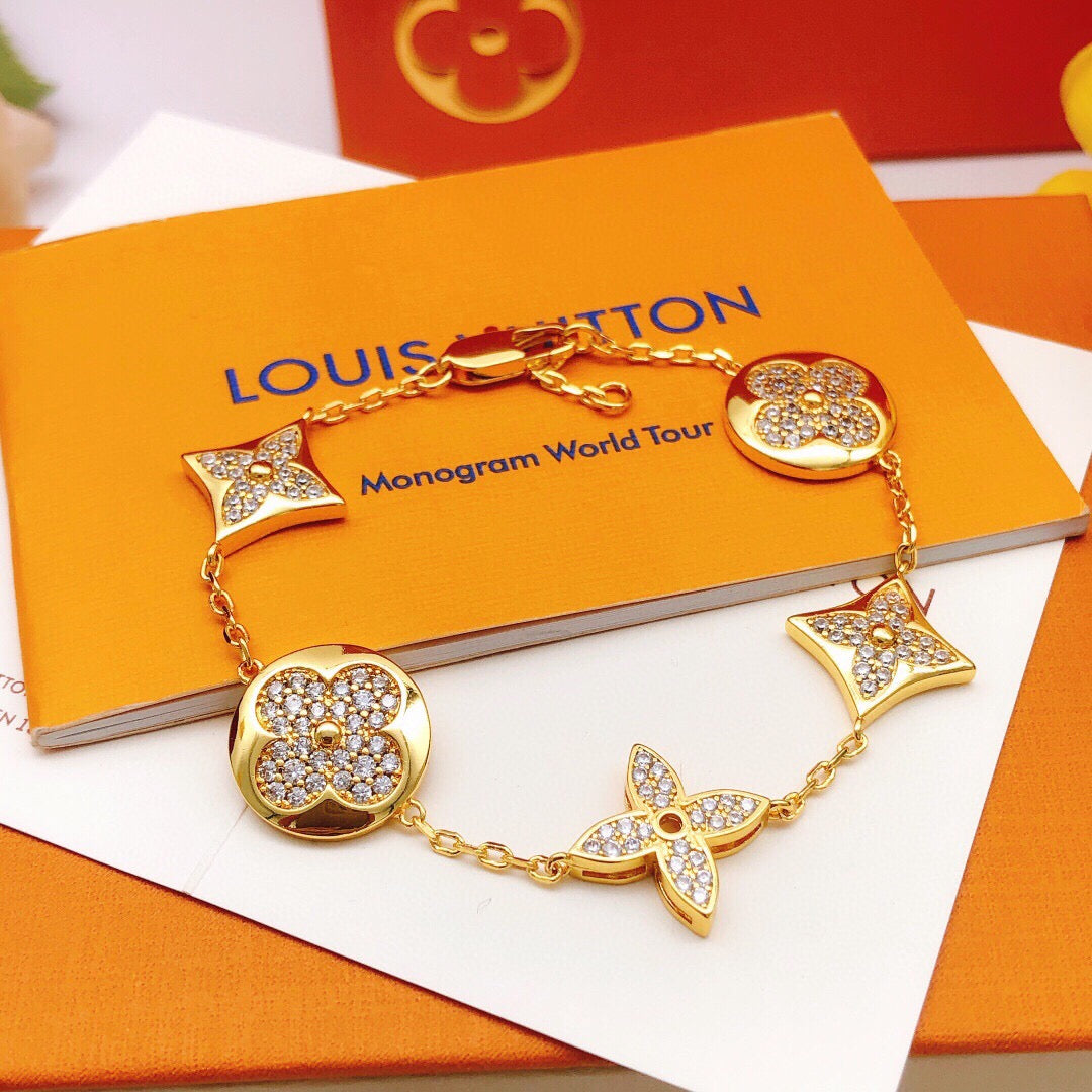 Louis Vuitton Gold-Tone Flower Crystal Accent Bracelet - album image 1