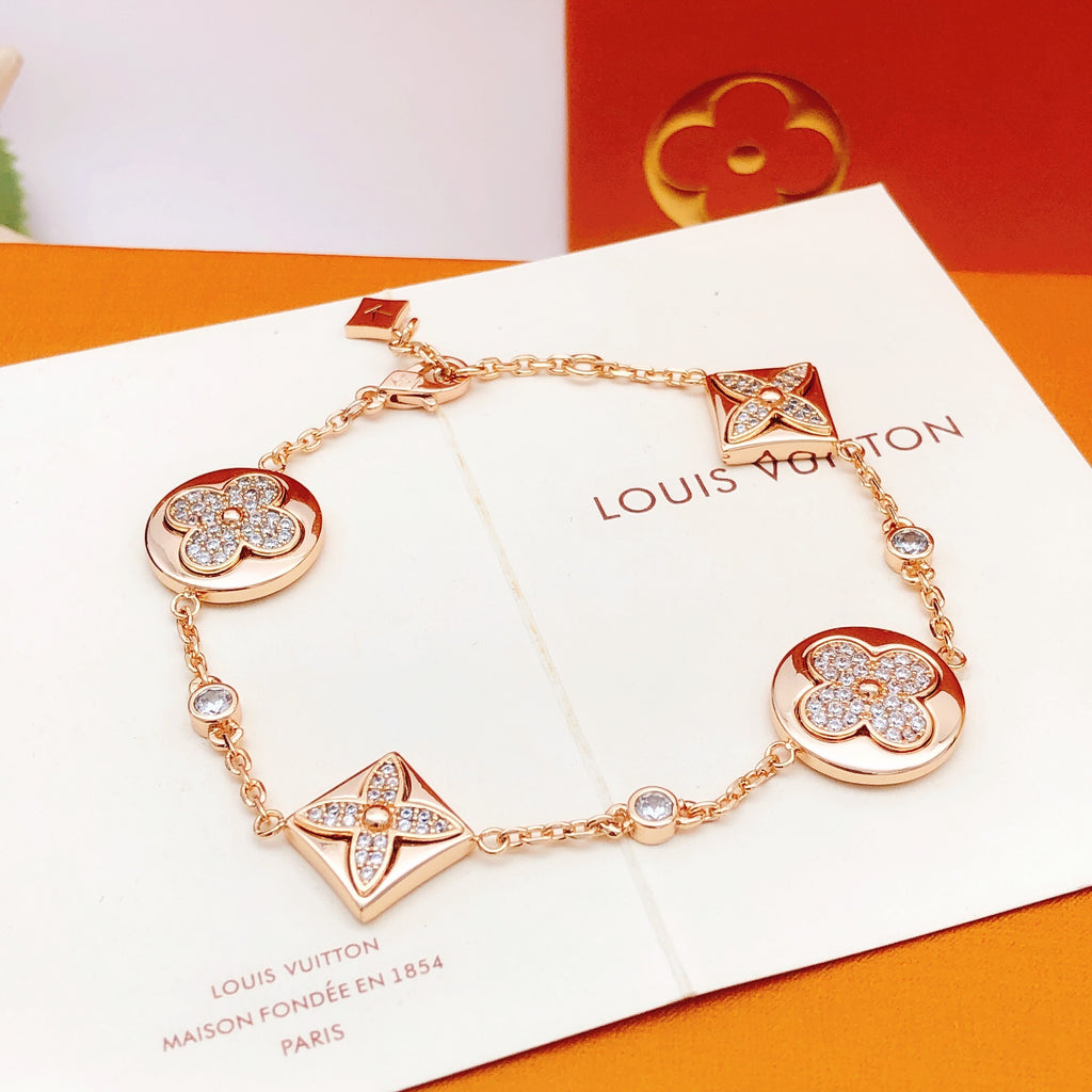 Louis Vuitton Rose Gold-Tone Gold-Tone Flower Crystal Accent Bracelet - album image 5