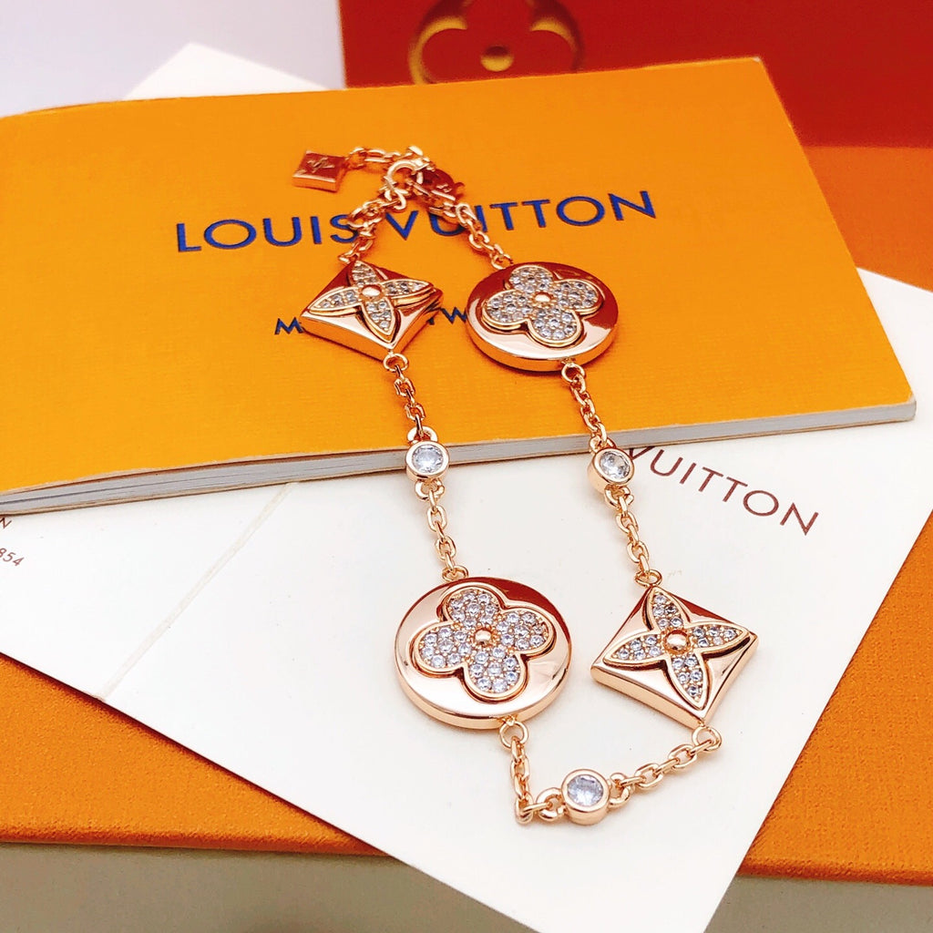 Louis Vuitton Rose Gold-Tone Gold-Tone Flower Crystal Accent Bracelet - album image 2
