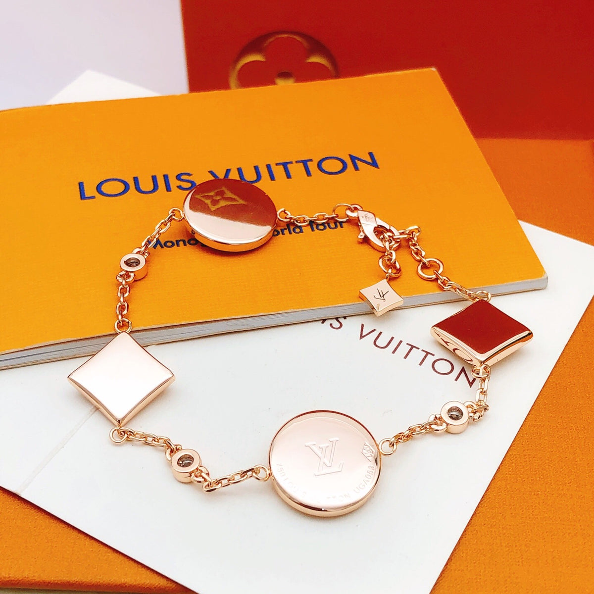Louis Vuitton Rose Gold-Tone Gold-Tone Flower Crystal Accent Bracelet - album image 3