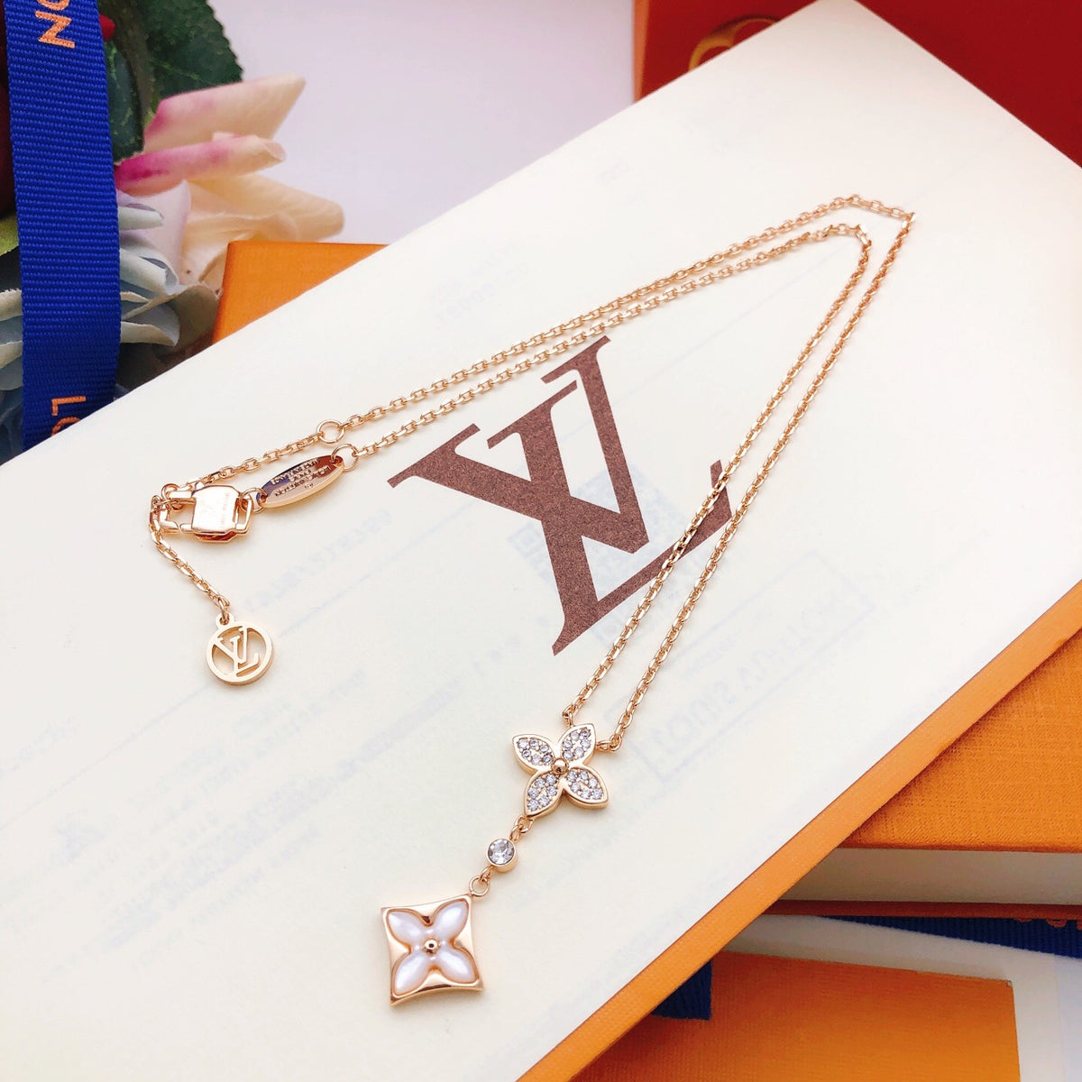 Louis Vuitton Rose Gold-Tone White Mother-of-Pearl Tassel Necklace - album image 7