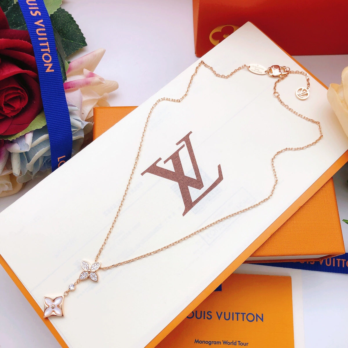 Louis Vuitton Rose Gold-Tone White Mother-of-Pearl Tassel Necklace - album image 6