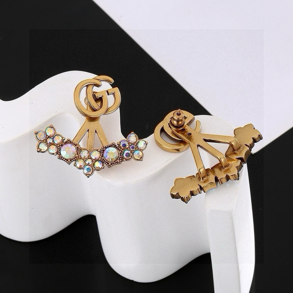 Gucci Interlocking G Gold-Tone White Pearl GG Letter Stud Earrings - album image 5