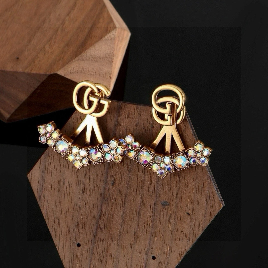 Gucci Interlocking G Gold-Tone White Pearl GG Letter Stud Earrings - album image 6
