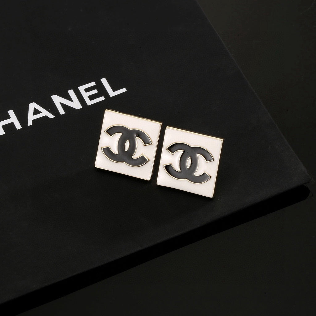 Chanel Interlocking C Resin Gold-Tone Square Stud Earrings - album image 5
