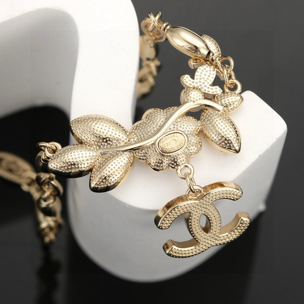 Chanel Camellia Gold-Tone Letter Necklace - album image 8