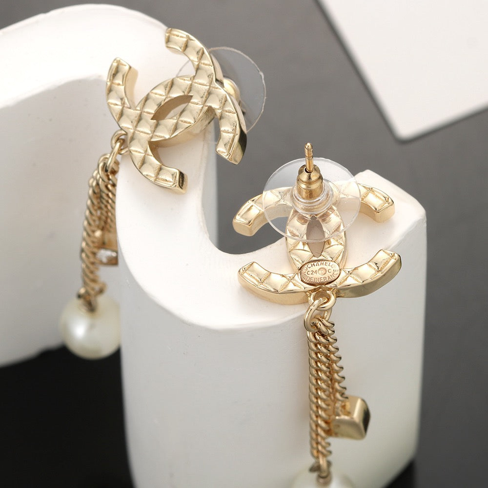 Chanel Gold-Tone Long Earrings - album image 3