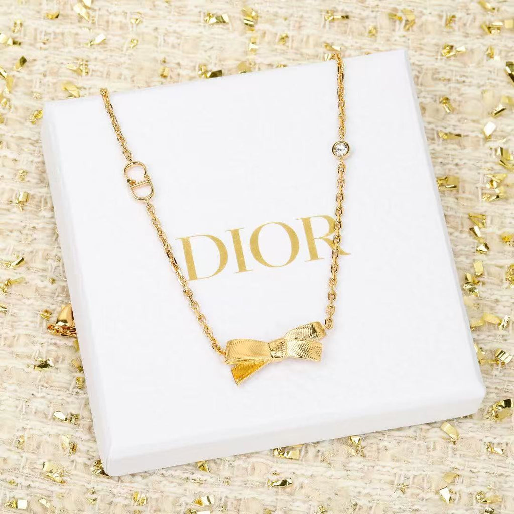 Dior Metallic Bow Pendant Necklace - product image 2