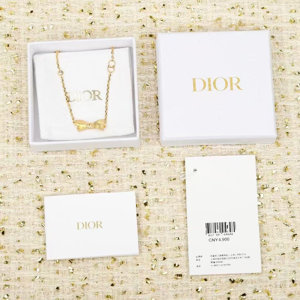 Dior Metallic Bow Pendant Necklace - product image 4