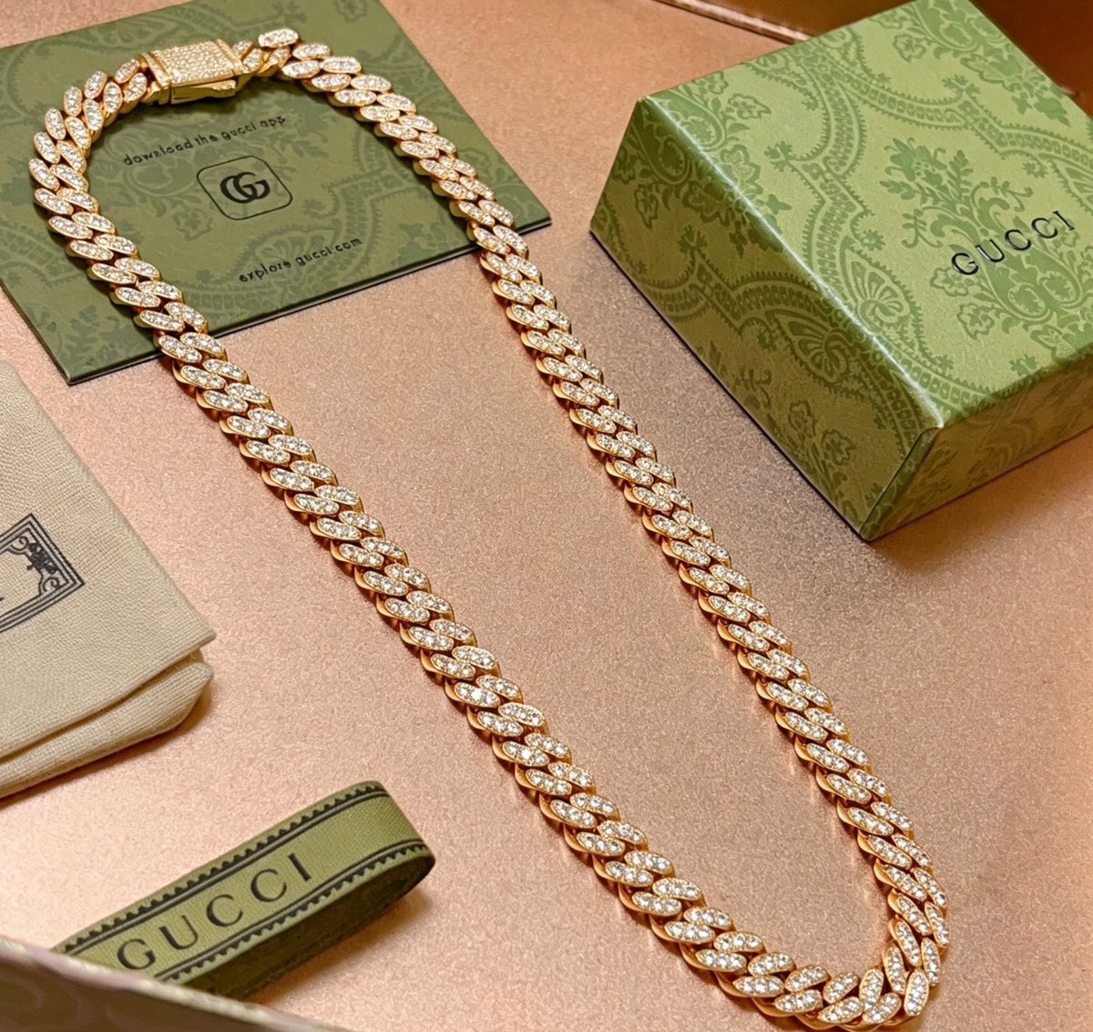 Gucci Anger Forest Interlocking G Crystal Accent Chain Necklace - album image 4