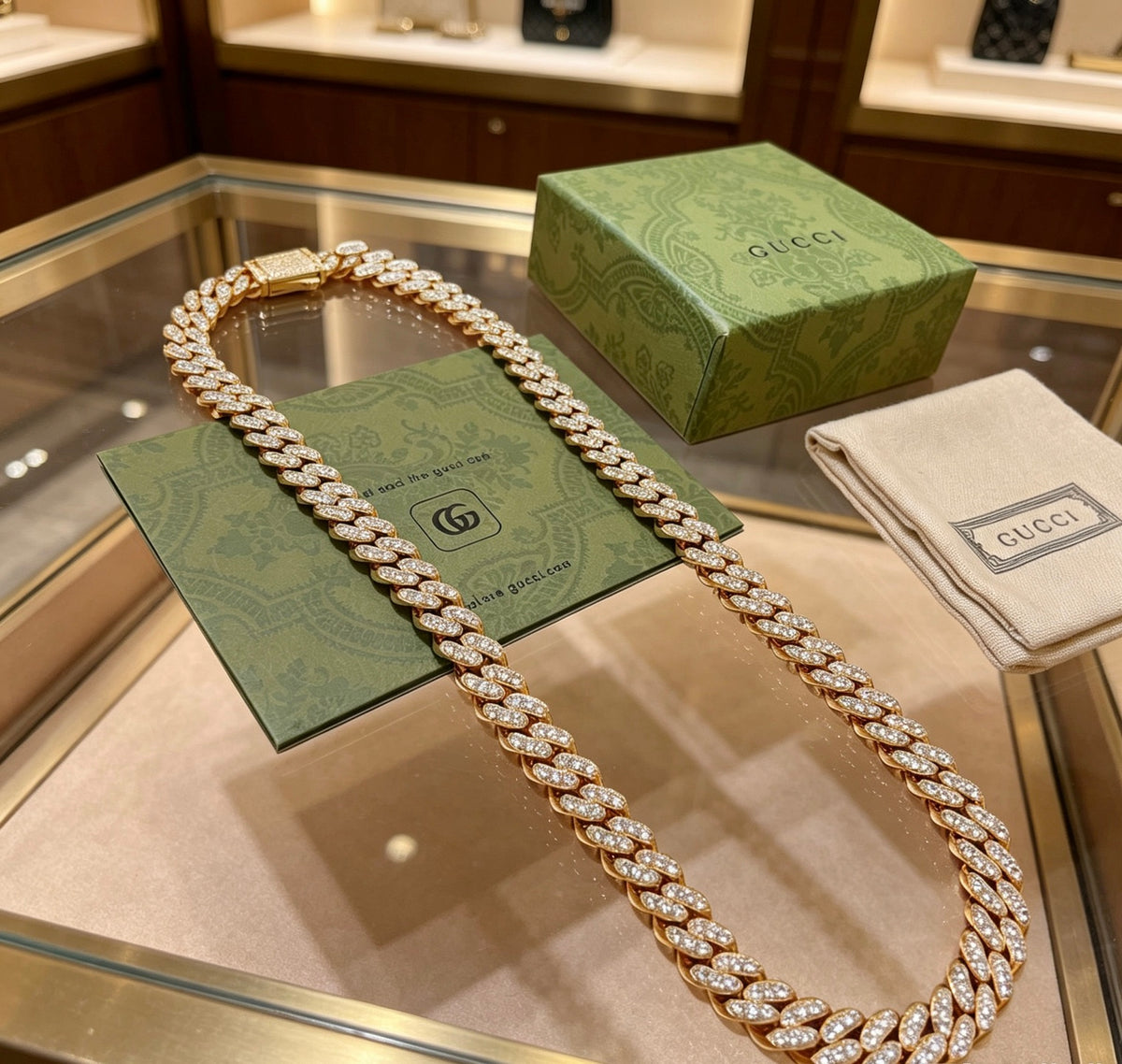 Gucci Anger Forest Interlocking G Crystal Accent Chain Necklace - album image 7