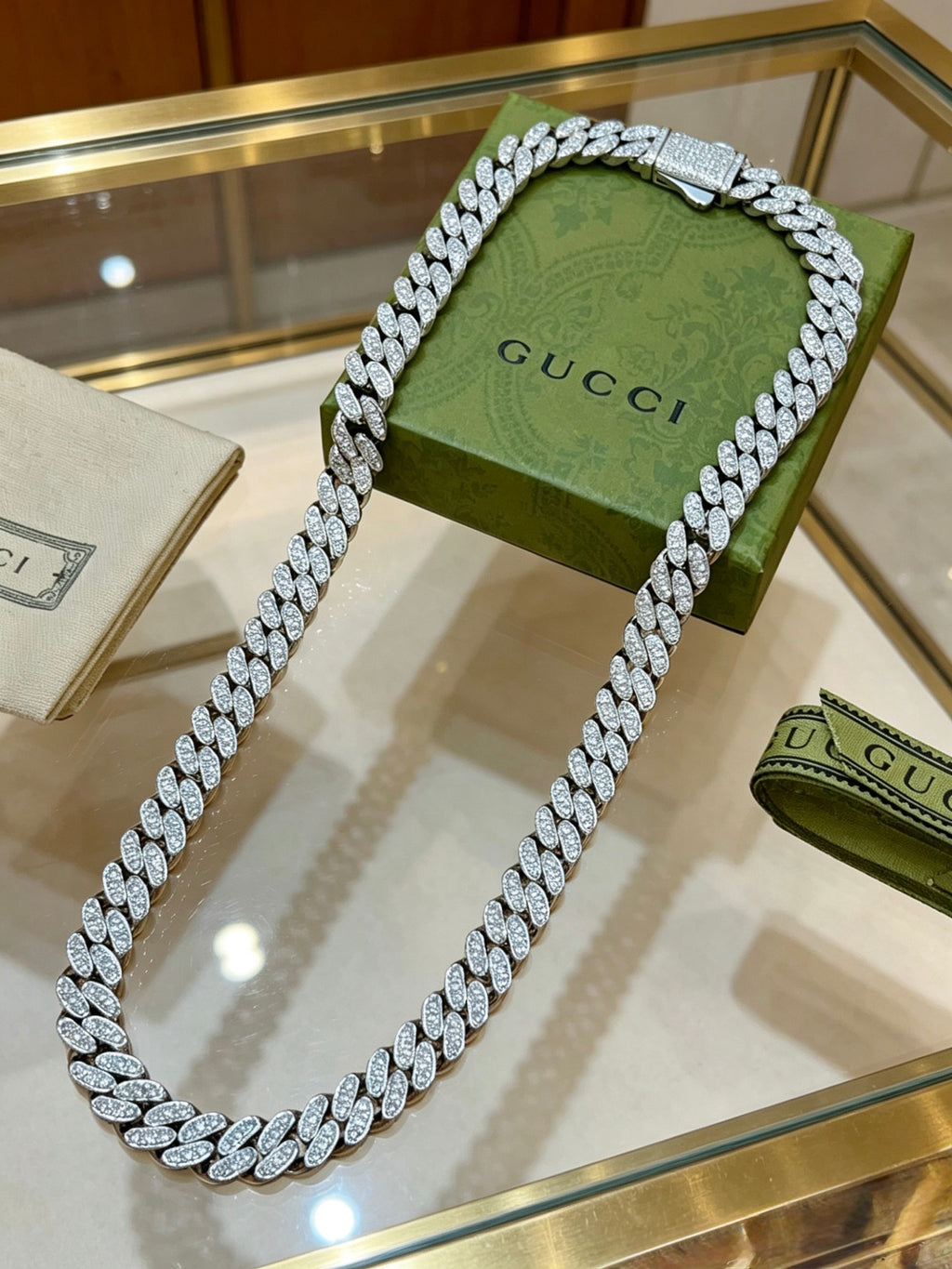 Gucci Anger Forest Interlocking G Crystal Accent Chain Necklace - album image 2