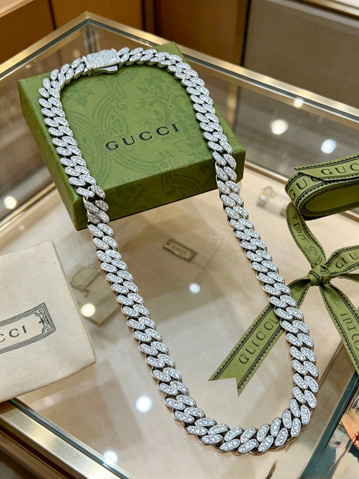 Gucci Anger Forest Interlocking G Crystal Accent Chain Necklace - album image 4