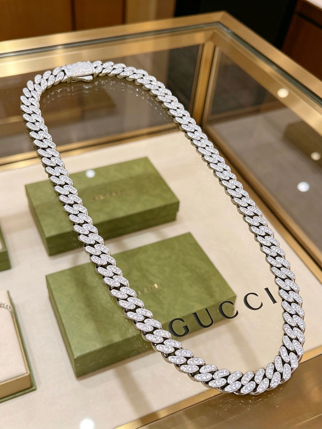 Gucci Anger Forest Interlocking G Crystal Accent Chain Necklace - album image 1
