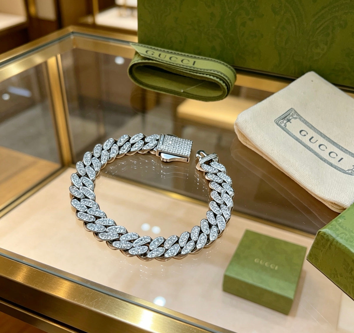 Gucci Crystal Accent Cuban Link Bracelet - album image 5