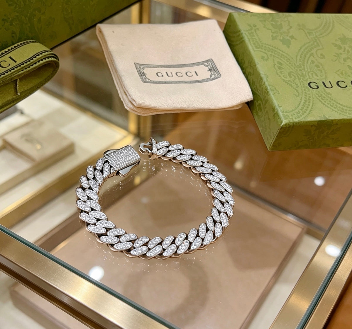 Gucci Crystal Accent Cuban Link Bracelet - album image 2
