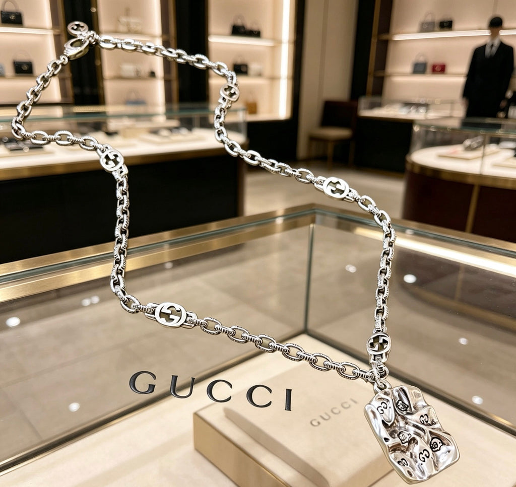 Gucci Anger Forest Interlocking G Antiqued Chain Necklace - album image 7