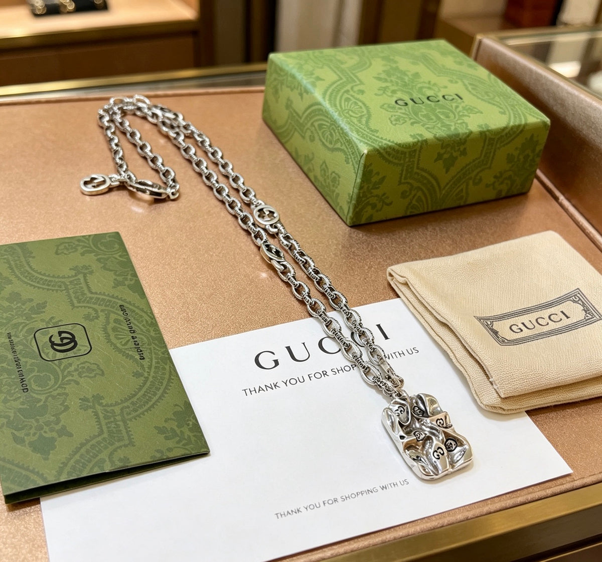 Gucci Anger Forest Interlocking G Antiqued Chain Necklace - album image 4