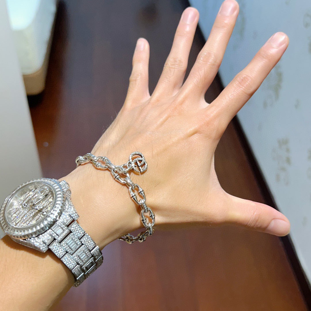 Gucci Silver-Tone Oval Link Bracelet with G Charm - album image 3