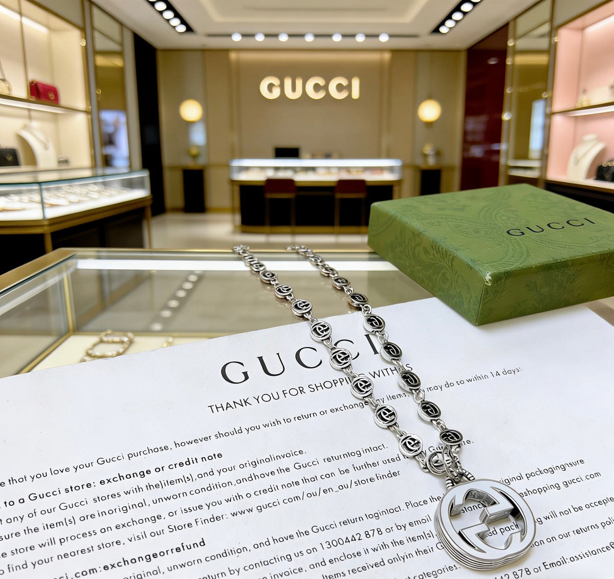 Gucci Anger Forest Interlocking G Antiqued Chain Necklace - album image 6