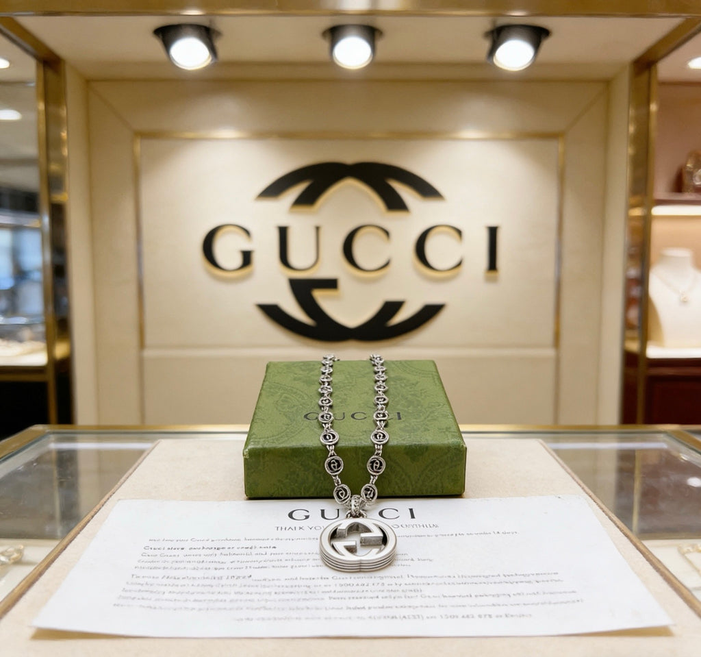 Gucci Anger Forest Interlocking G Antiqued Chain Necklace - album image 5