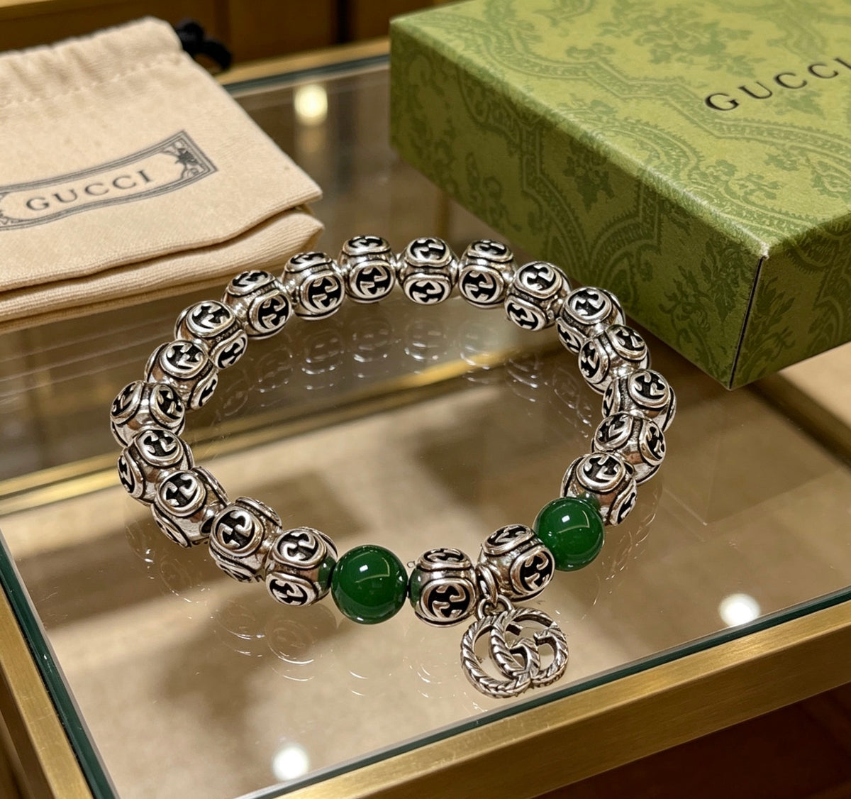 Gucci Anger Forest Interlocking G Crystal Accent Antiqued Bracelet - album image 2