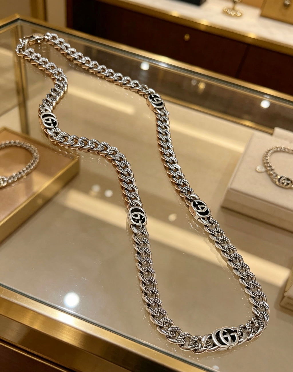 Gucci Anger Forest Interlocking G Antiqued Chain Necklace - album image 4