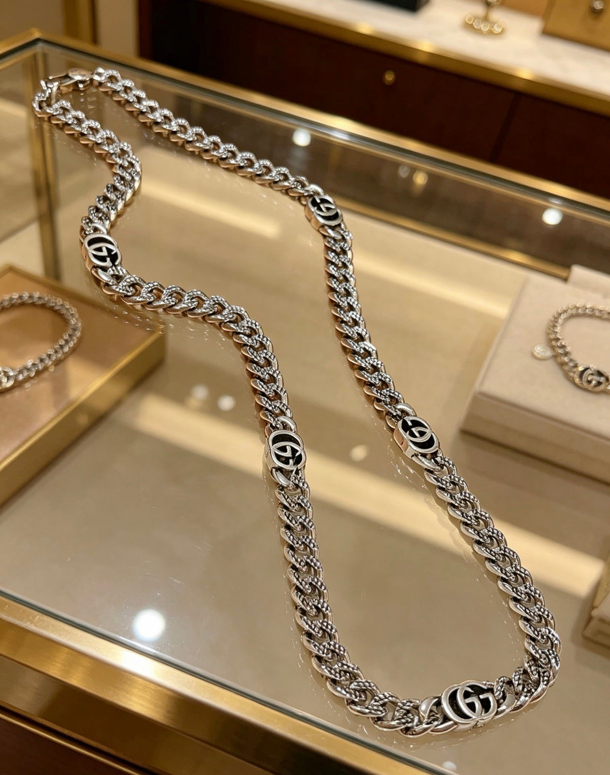 Gucci Anger Forest Interlocking G Antiqued Chain Necklace - album image 4