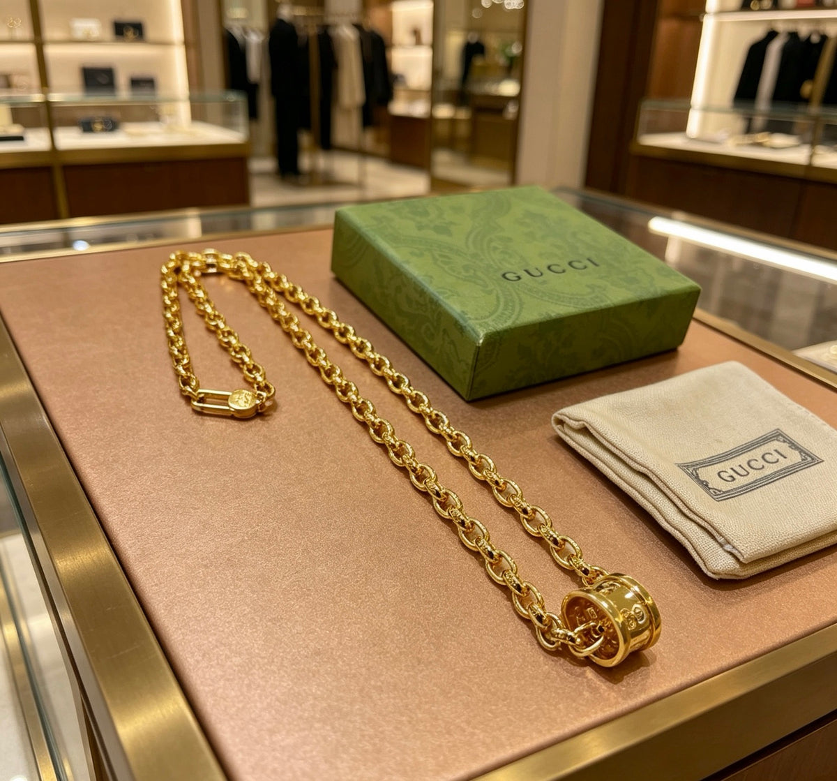 Gucci Anger Forest Interlocking G Antiqued Chain Necklace - album image 2