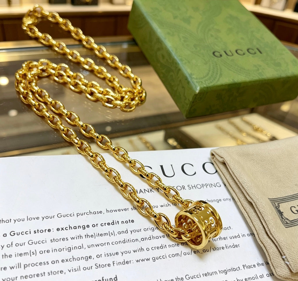 Gucci Anger Forest Interlocking G Antiqued Chain Necklace - album image 4