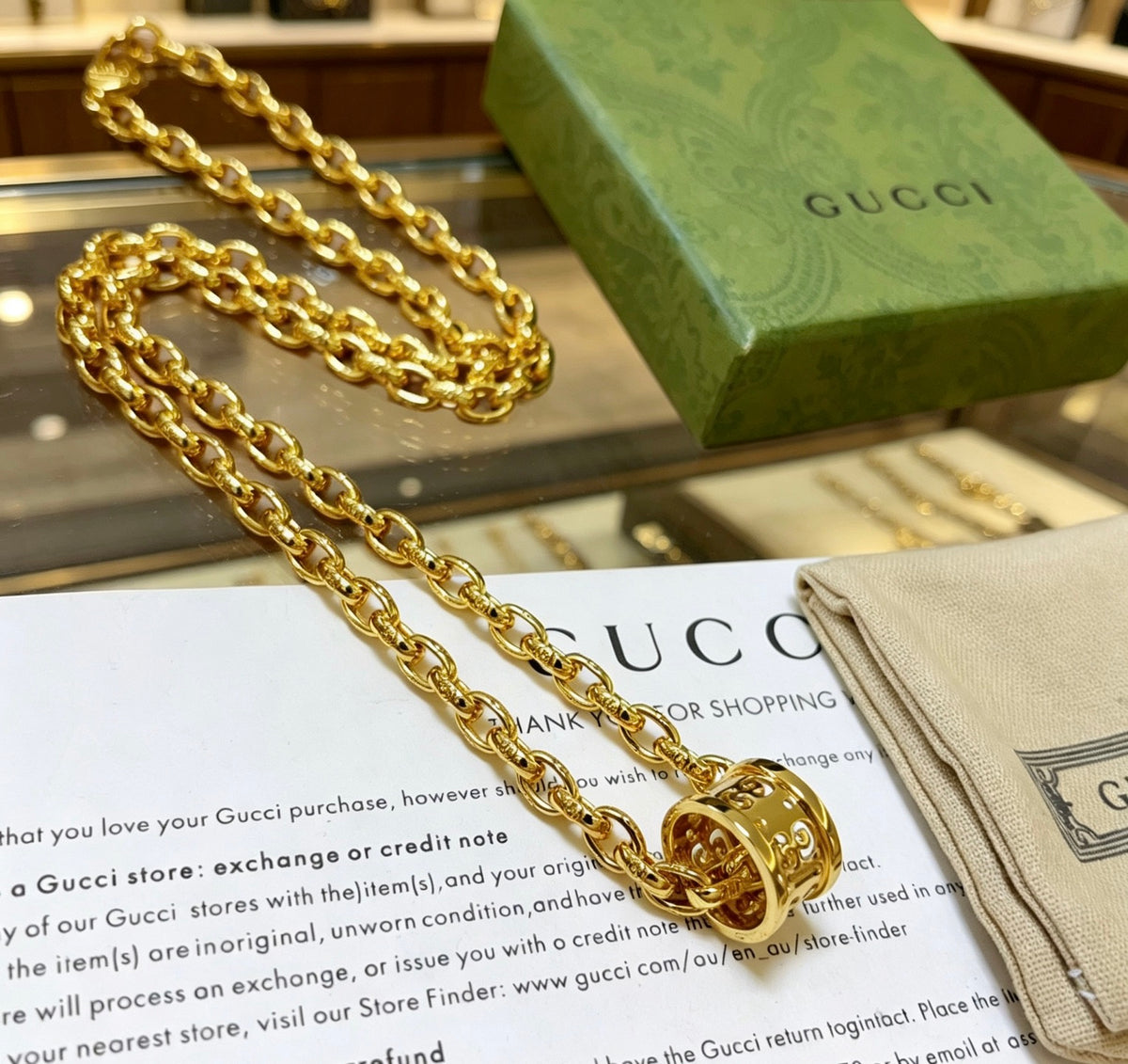 Gucci Anger Forest Interlocking G Antiqued Chain Necklace - album image 4