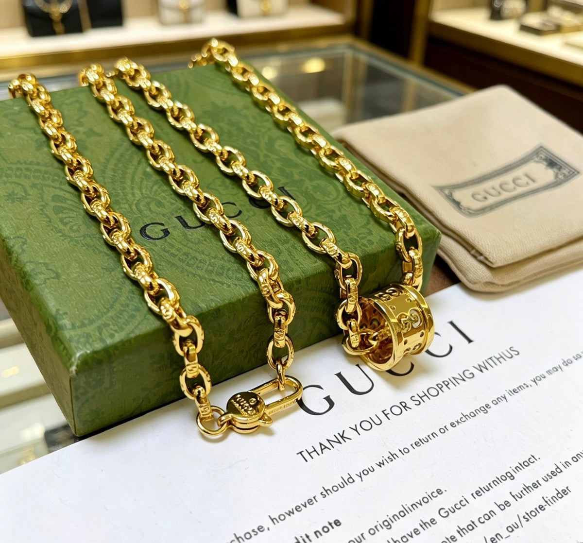 Gucci Anger Forest Interlocking G Antiqued Chain Necklace - album image 5