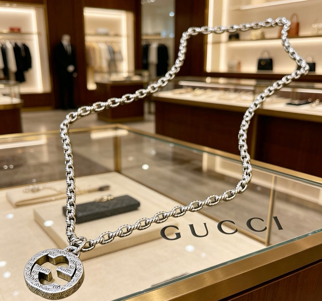 Gucci Anger Forest Interlocking G Antiqued Chain Necklace - album image 4
