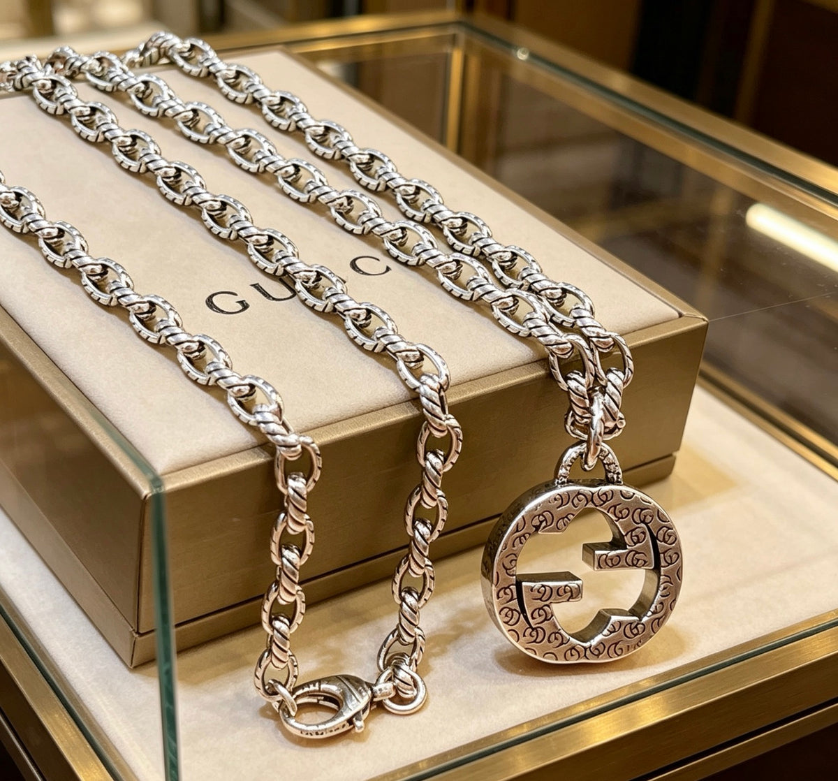 Gucci Anger Forest Interlocking G Antiqued Chain Necklace - album image 2