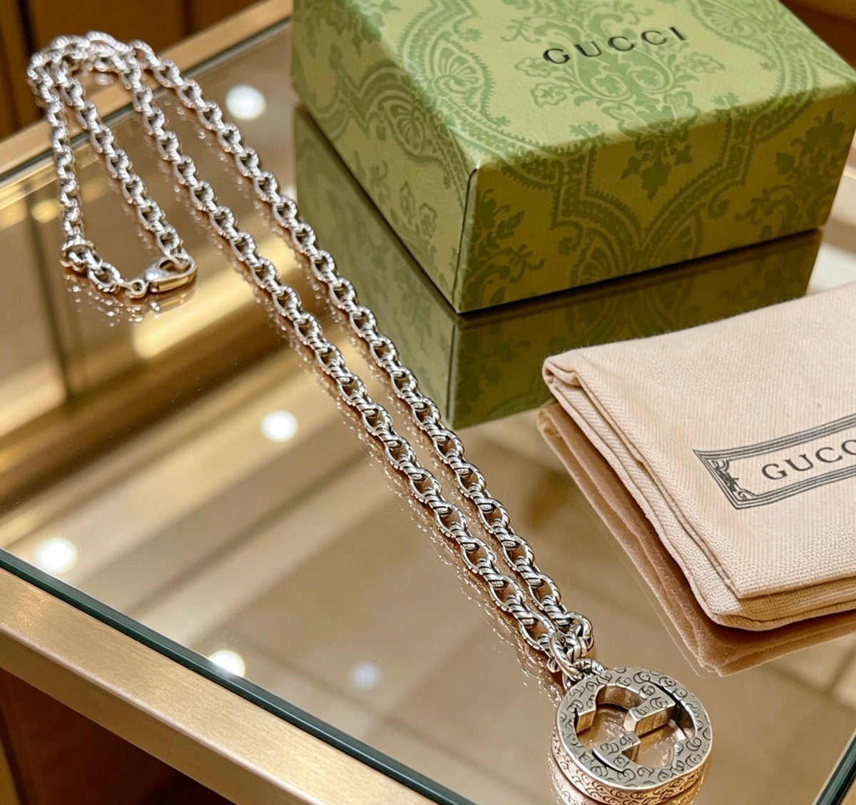 Gucci Anger Forest Interlocking G Antiqued Chain Necklace - album image 8