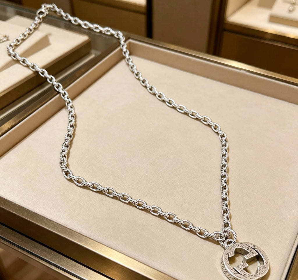 Gucci Anger Forest Interlocking G Antiqued Chain Necklace - album image 1
