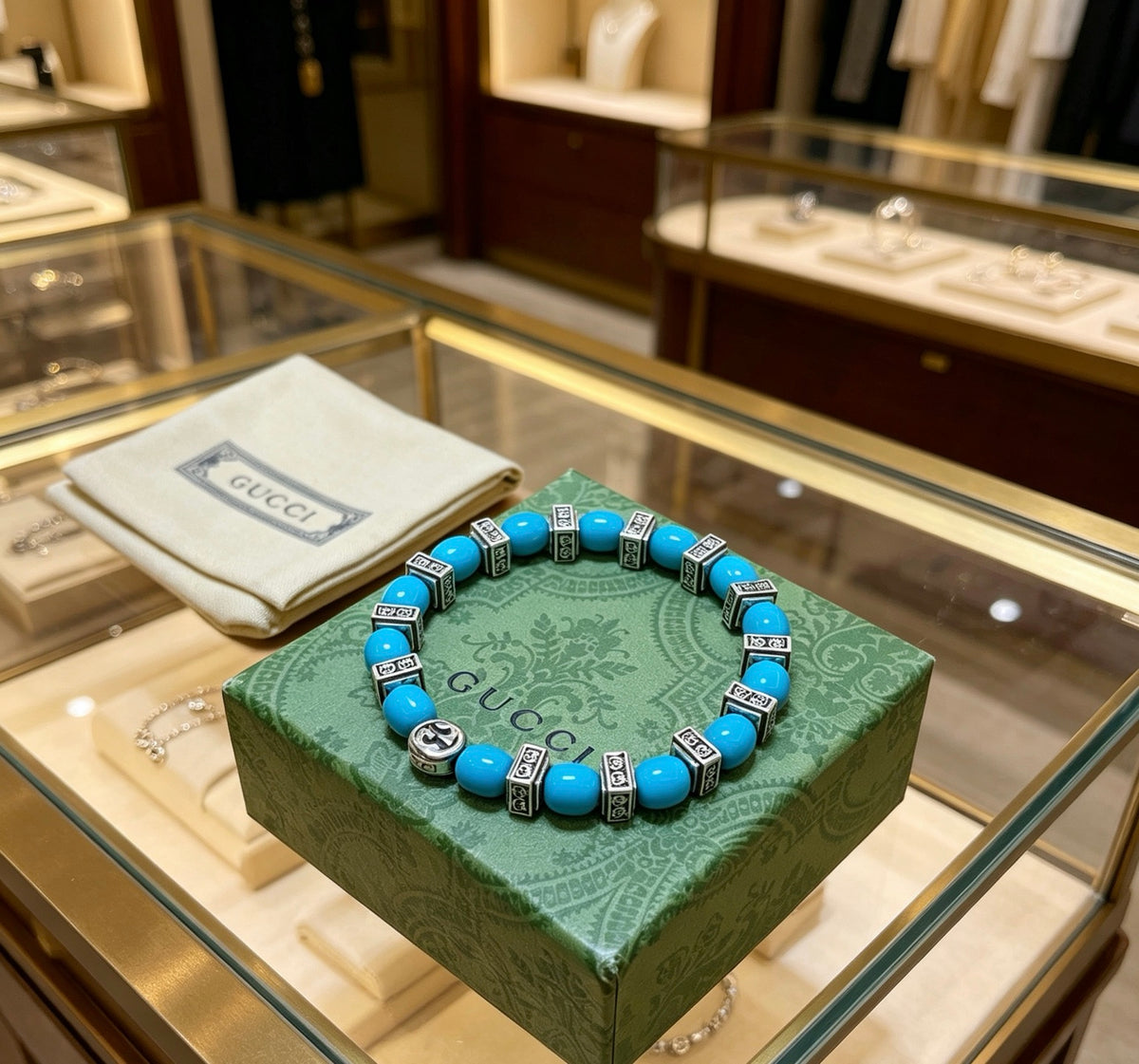 Gucci Anger Forest Interlocking G Stone Bead Antiqued Bracelet - album image 6