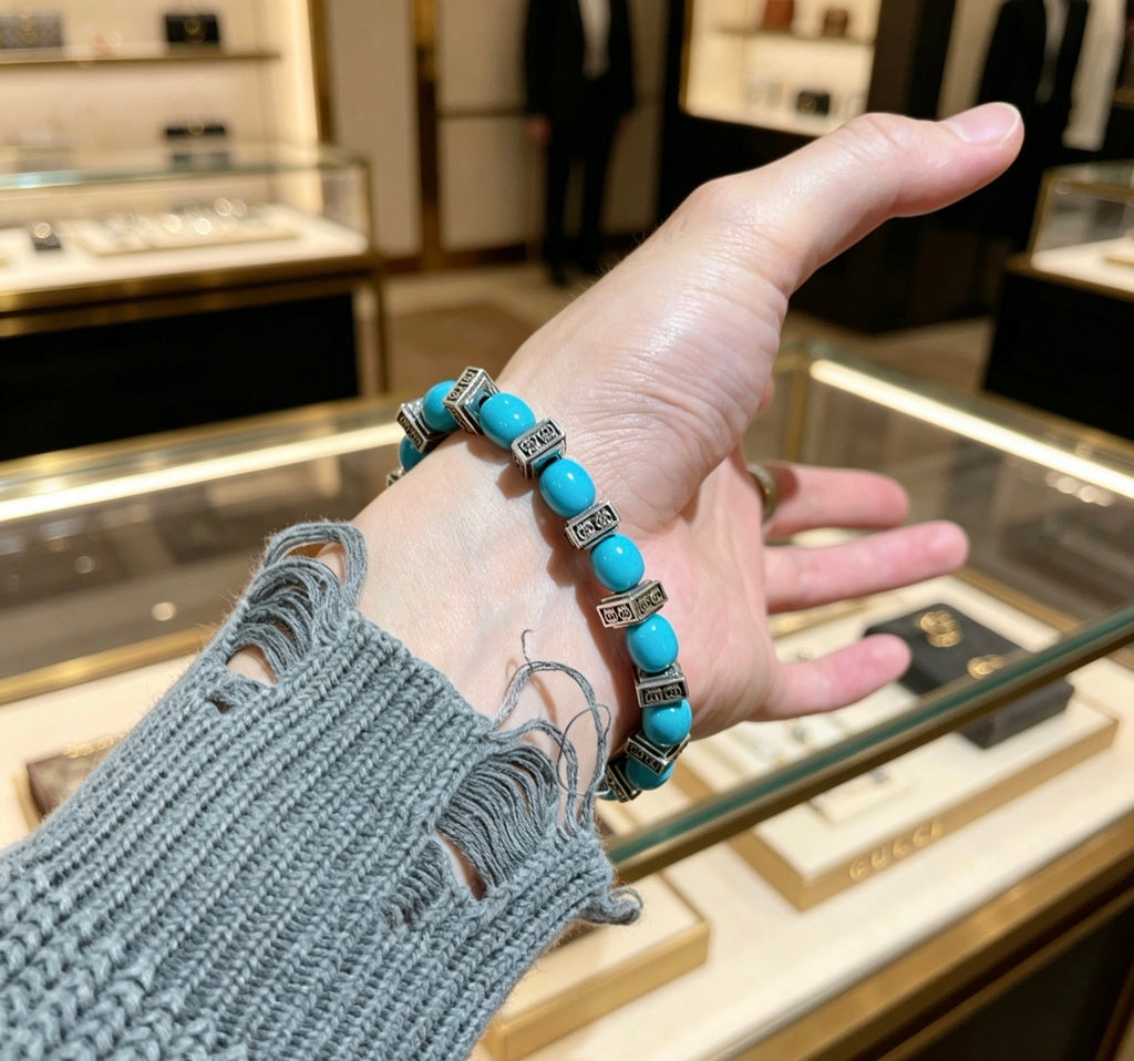 Gucci Anger Forest Interlocking G Stone Bead Antiqued Bracelet - album image 4