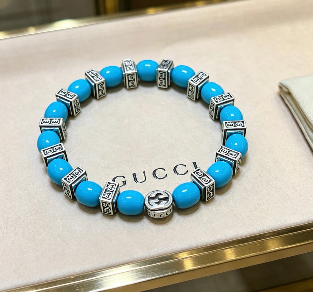 Gucci Anger Forest Interlocking G Stone Bead Antiqued Bracelet - album image 1