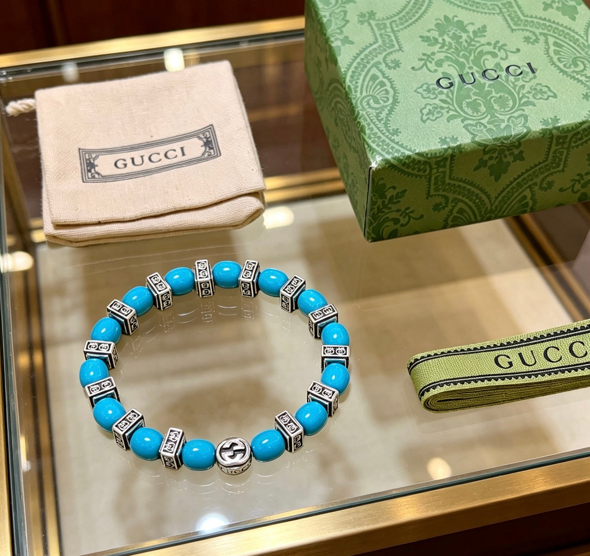 Gucci Anger Forest Interlocking G Stone Bead Antiqued Bracelet - album image 9