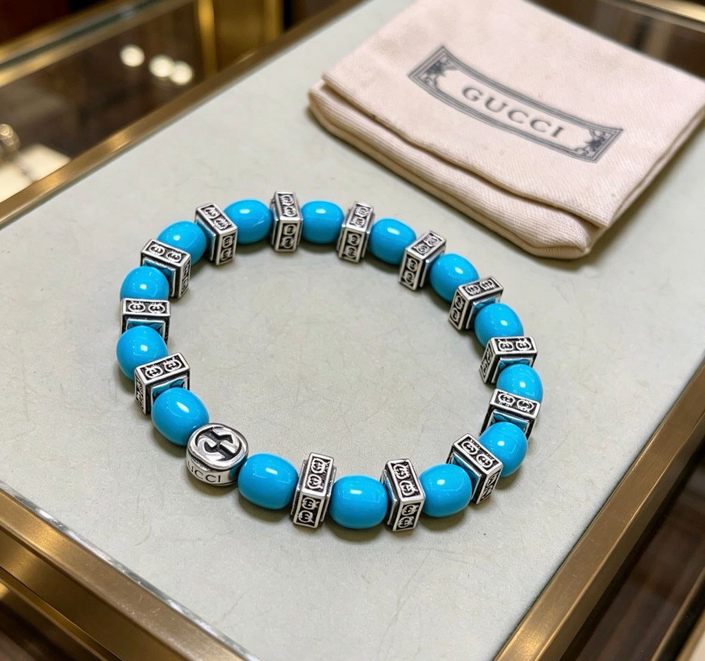Gucci Anger Forest Interlocking G Stone Bead Antiqued Bracelet - album image 8