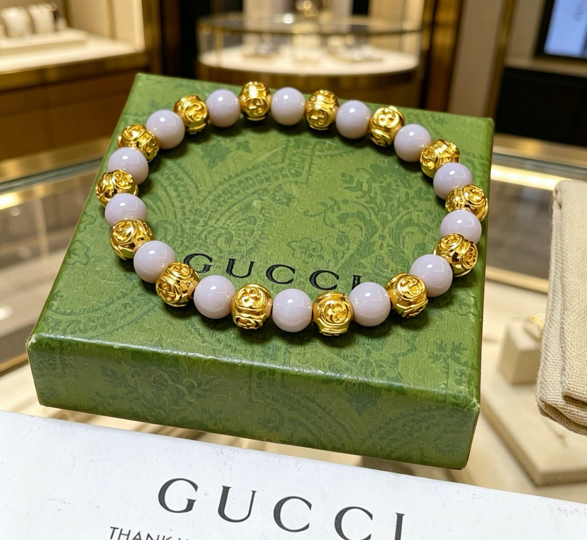 Gucci Anger Forest Interlocking G Gray Agate Agate Dragon Antiqued Bracelet - album image 6