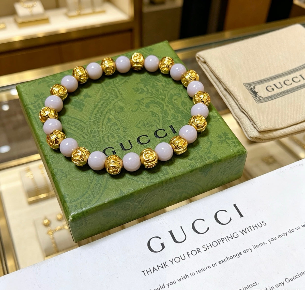 Gucci Anger Forest Interlocking G Gray Agate Agate Dragon Antiqued Bracelet - album image 4