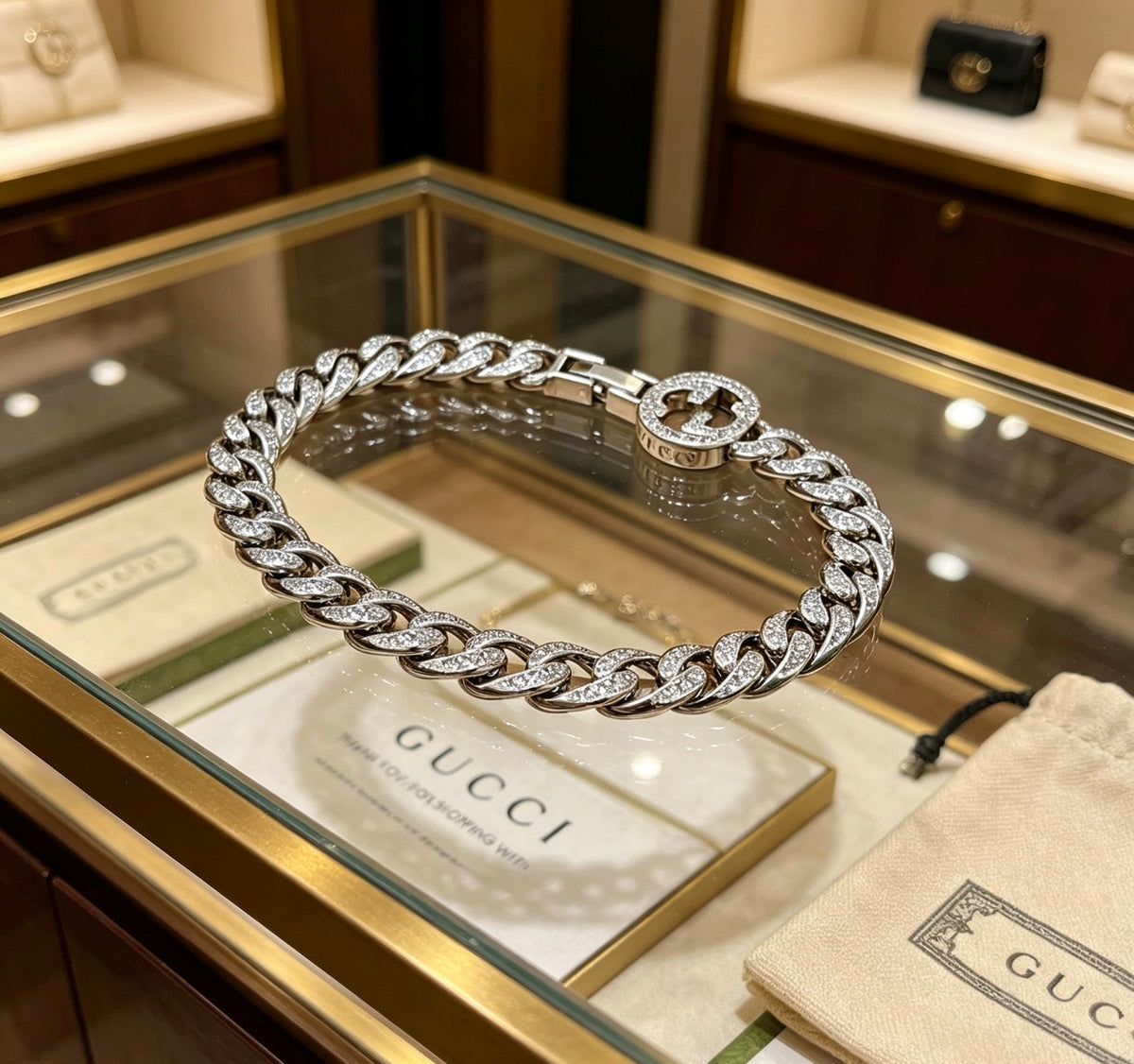 Gucci Crystal Accent Cuban Link Bracelet - album image 6